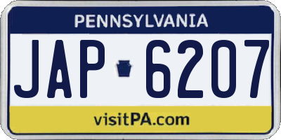PA license plate JAP6207