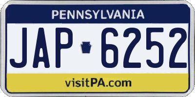 PA license plate JAP6252