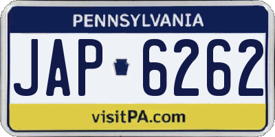 PA license plate JAP6262