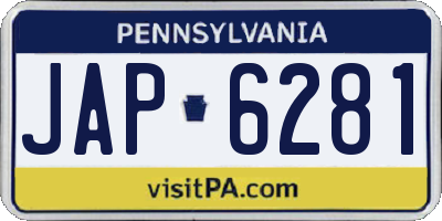 PA license plate JAP6281
