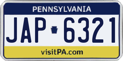 PA license plate JAP6321