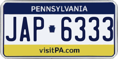 PA license plate JAP6333