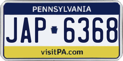 PA license plate JAP6368