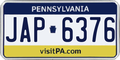 PA license plate JAP6376