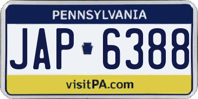 PA license plate JAP6388