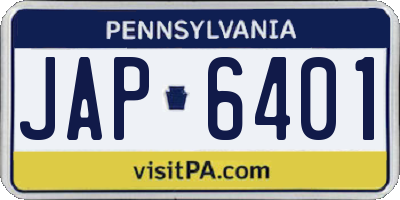 PA license plate JAP6401