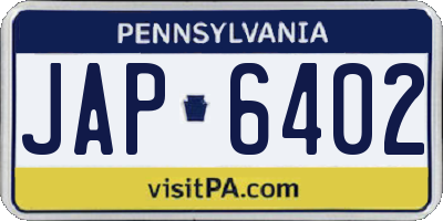 PA license plate JAP6402