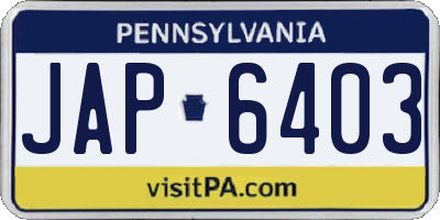 PA license plate JAP6403