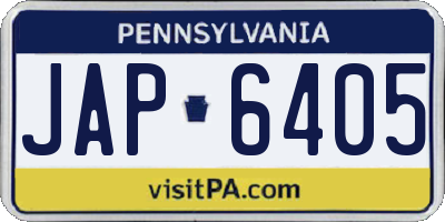 PA license plate JAP6405