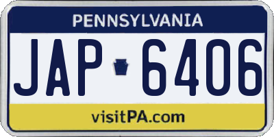PA license plate JAP6406