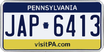 PA license plate JAP6413