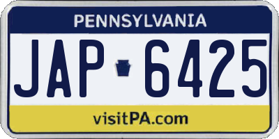 PA license plate JAP6425