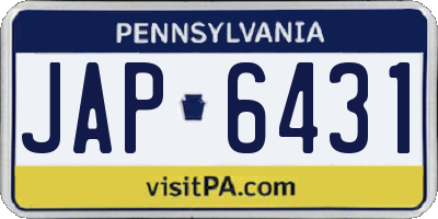 PA license plate JAP6431