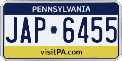 PA license plate JAP6455