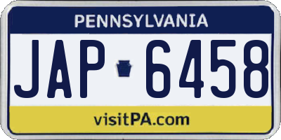 PA license plate JAP6458