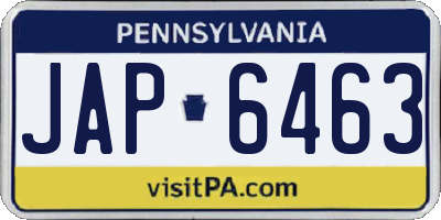 PA license plate JAP6463