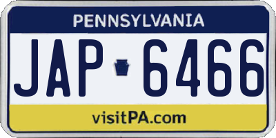 PA license plate JAP6466