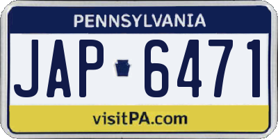 PA license plate JAP6471