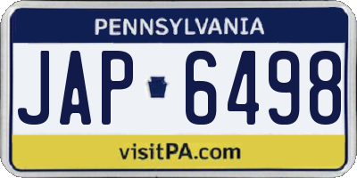 PA license plate JAP6498