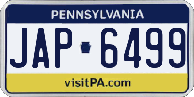 PA license plate JAP6499