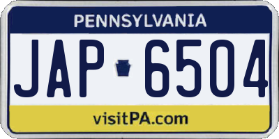 PA license plate JAP6504