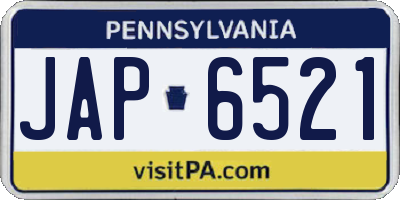 PA license plate JAP6521