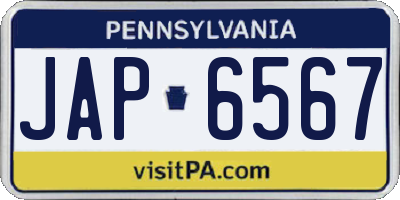 PA license plate JAP6567