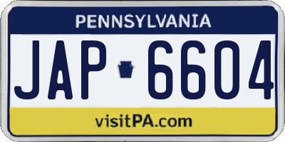 PA license plate JAP6604