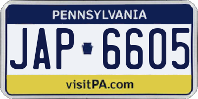 PA license plate JAP6605