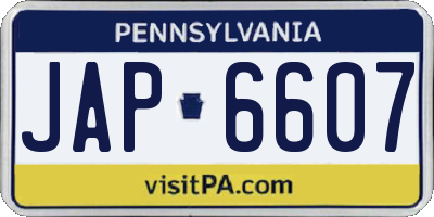 PA license plate JAP6607
