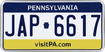 PA license plate JAP6617