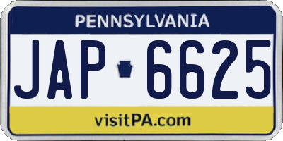 PA license plate JAP6625