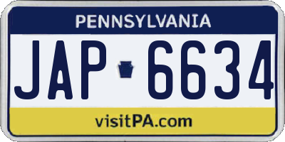 PA license plate JAP6634