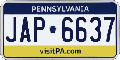 PA license plate JAP6637