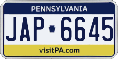 PA license plate JAP6645