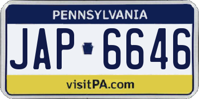 PA license plate JAP6646