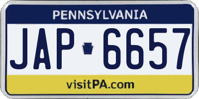 PA license plate JAP6657