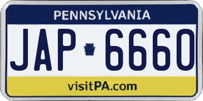 PA license plate JAP6660