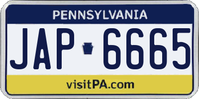 PA license plate JAP6665