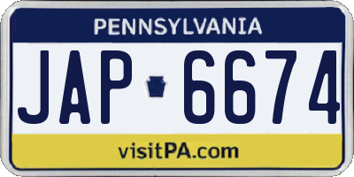 PA license plate JAP6674
