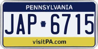 PA license plate JAP6715