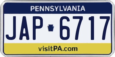 PA license plate JAP6717