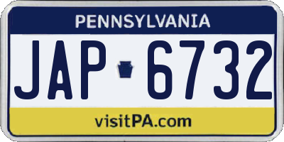 PA license plate JAP6732