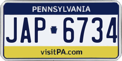 PA license plate JAP6734