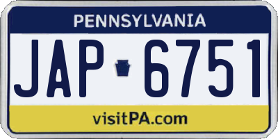 PA license plate JAP6751