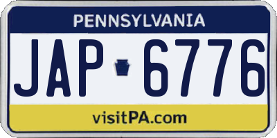 PA license plate JAP6776
