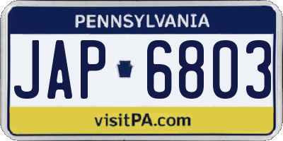 PA license plate JAP6803