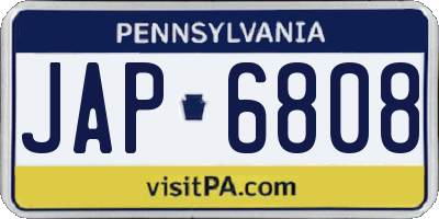 PA license plate JAP6808