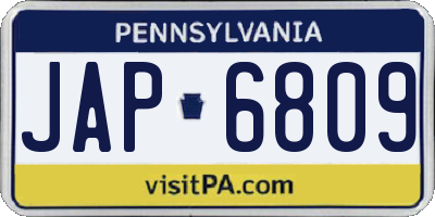 PA license plate JAP6809