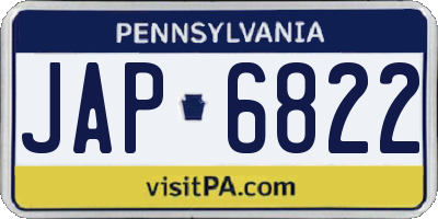 PA license plate JAP6822